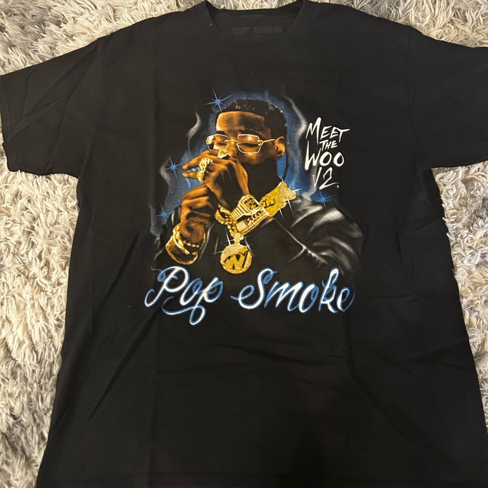 Pop Smoke Black Graphic Tee - Meet The Woo Design